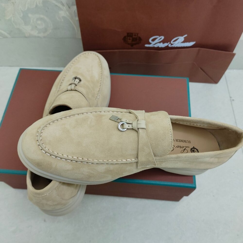 Loro Piana Light Tan Suede Loafers - Picture 2 of 5